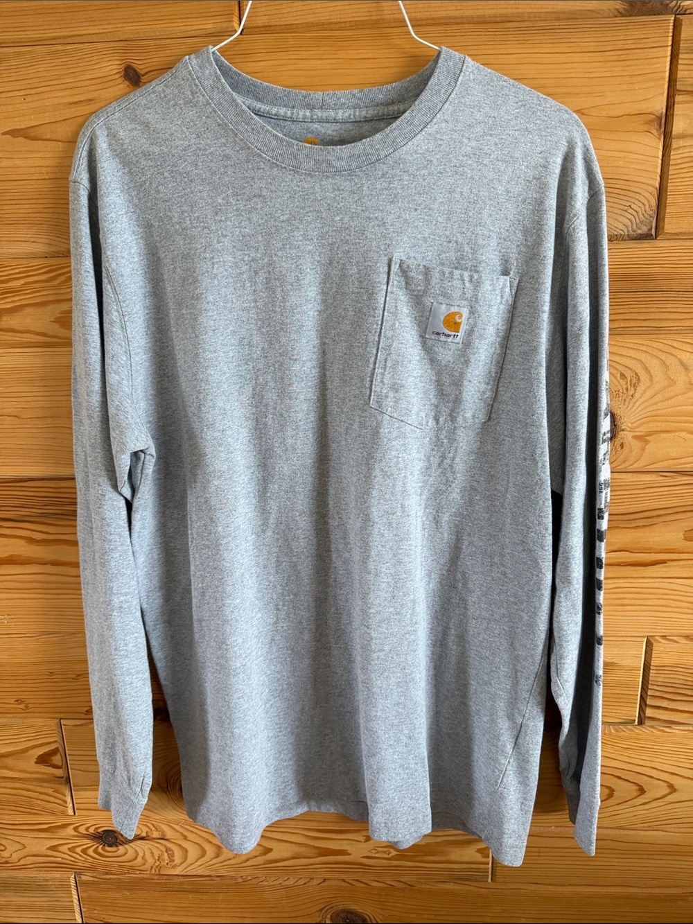 Carhartt Gray Long Sleeve Pocket Shirt with Logo Patch